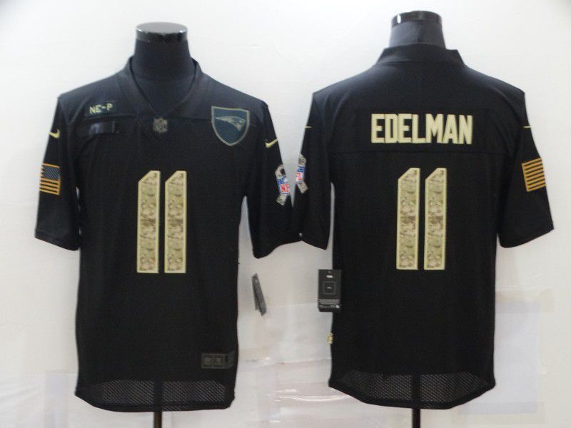 Men New England Patriots 11 Edelman Black camo Lettering 2020 Nike NFL Jersey